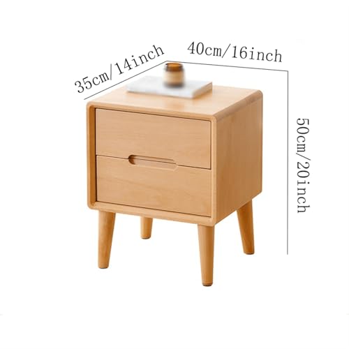 Huangj-0527 Nachttisch Nachtschrank Nachttisch aus Holz, einfache Aufbewahrung, Kleiner, extra schmaler Nachttisch for Schlafzimmer, Vintage, solide Nachttischmöbel, Doppelschublade Nachtschränkchen