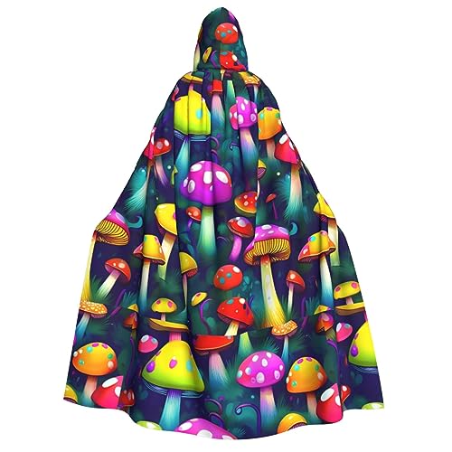 WURTON Bright Mushrooms Kunstdruck Unisex Kapuzenumhang Halloween Karneval Vampir Cosplay Umhang Kapuzenumhang Kostüm