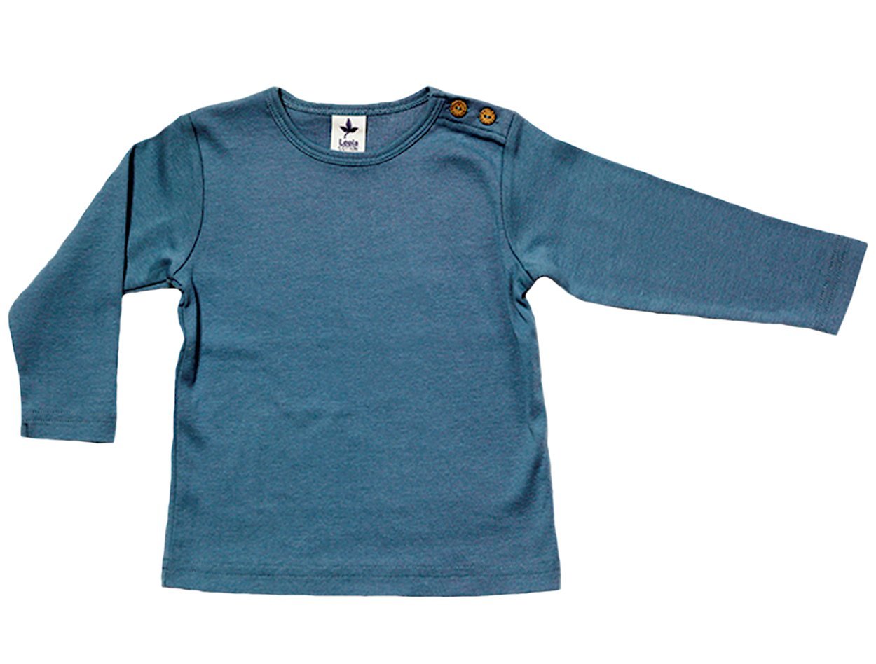 Baby Kinder Langarmshirt Bio-Baumwolle 13 Farben T-Shirt Shirt Jungen Mädchen Gr. 50/56 bis 140 (116, blau-tauben)