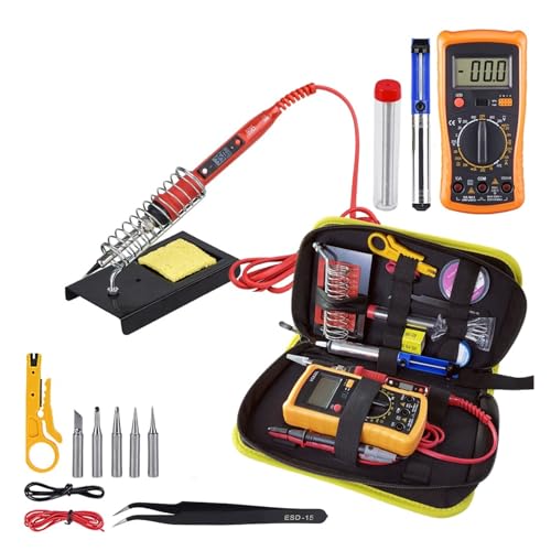 WLLKIY Lötkolben-Set Mit Digital-Multimeter, Einstellbare Temperatur, 80 W, LCD-Schweißwerkzeuge, Keramikheizung, Lötspitzen Sicher Und Stabil(Silver)