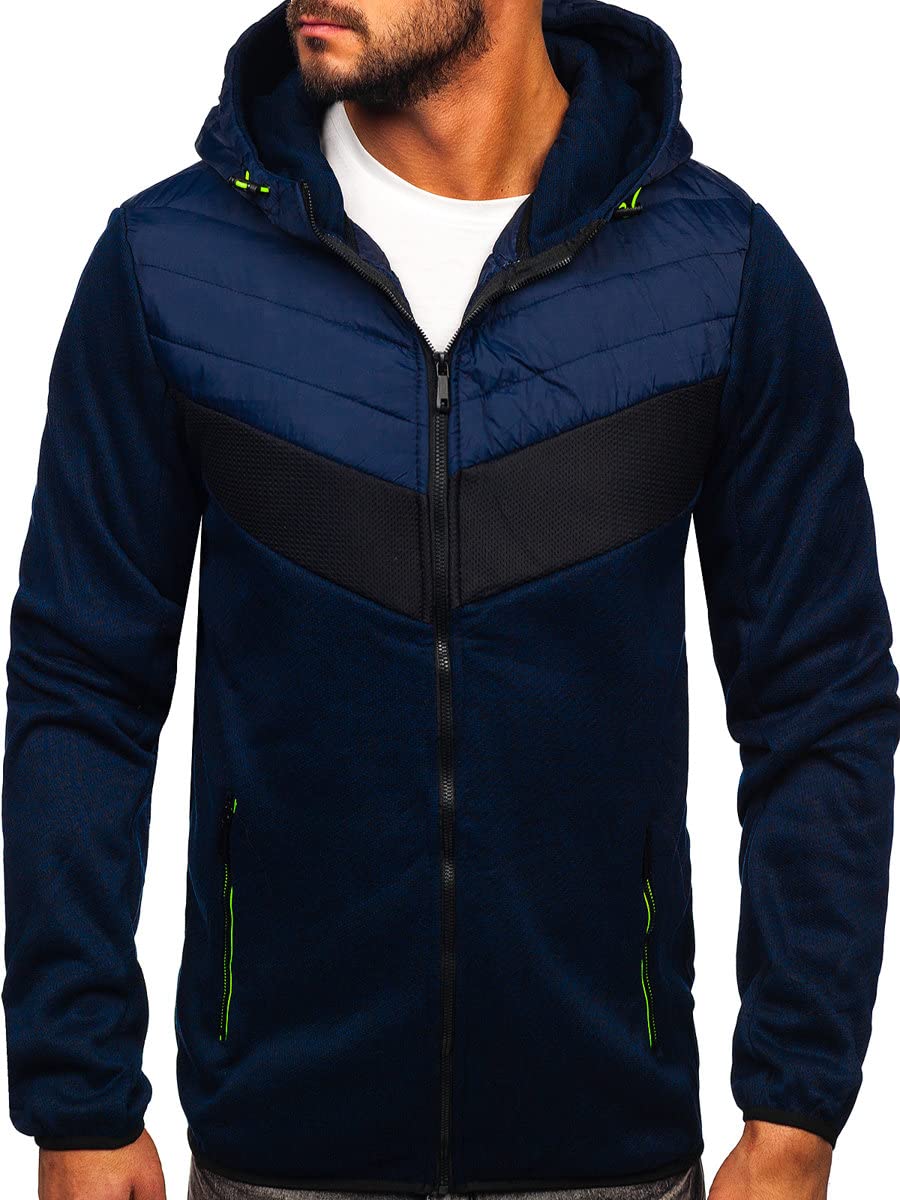 BOLF Herren Übergangsjacke Steppjacke Daunen-Optik Casual Elegant Leichte Frühlings Jacket Moderne Männer Jacke BKS2153 Dunkelblau-Grün L [4D4]