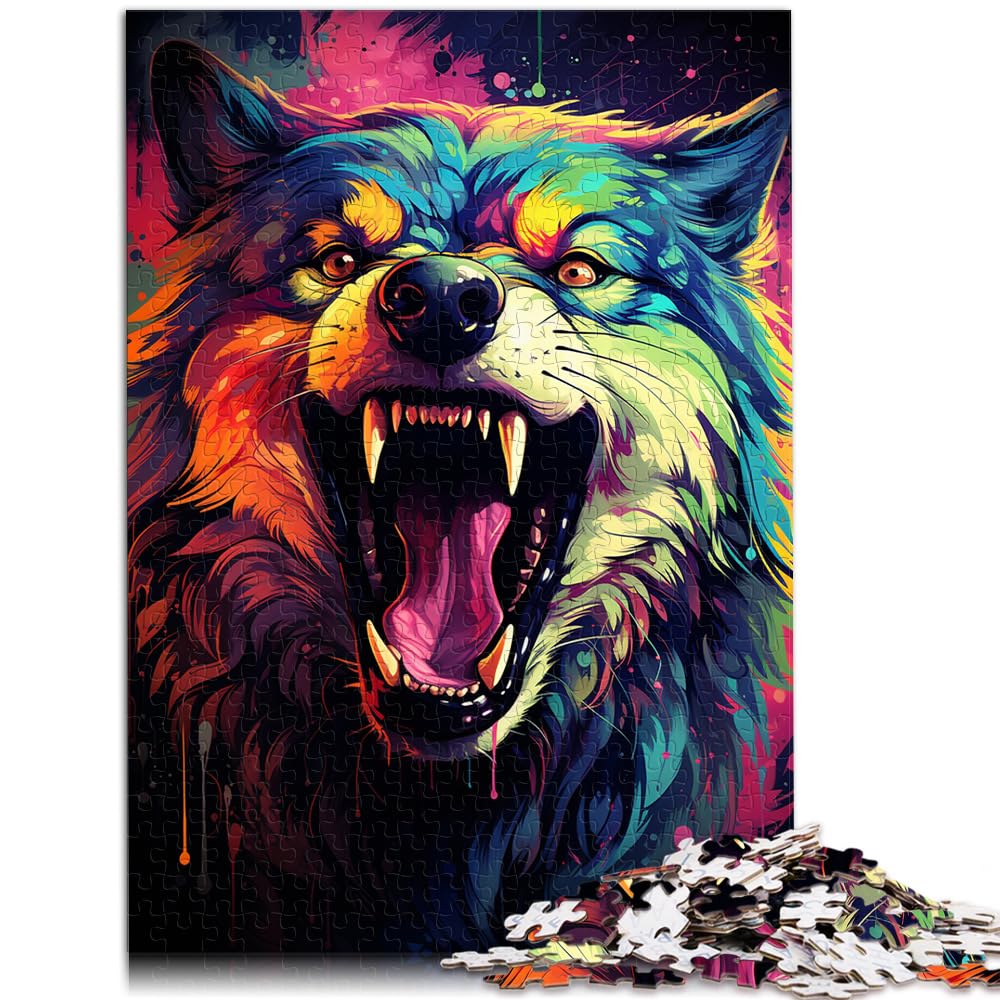 Puzzlespiele, Farbmalerei, Wolf, Puzzles für Erwachsene, 1000-teiliges Holzpuzzle, schwierige und schwere Puzzles für Frauen und Männer, 1000 Teile (50 x 75 cm)