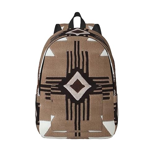 DENMER Rucksack aus Segeltuch mit Indianer-Motiv, lässiger Stil, leicht, für Schule, Schule, Reisen, Tagesrucksack, Schwarz , S