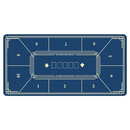 BFVAKBKYT Professionelle Pokermatte für Tische, Professionelle Tisch-Layoutmatte mit Tragetasche, Gummi-Spiel-Layout-Tischabdeckung for Partys(Blue,L)