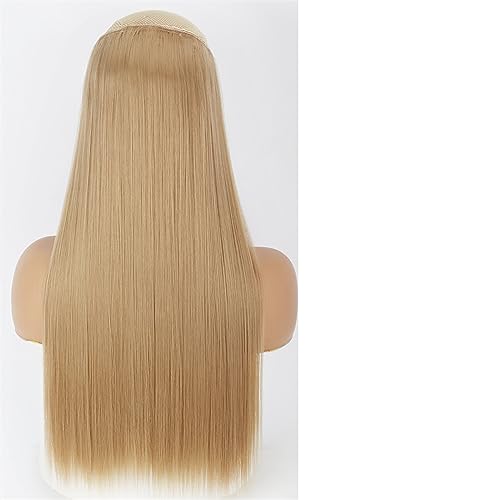 Clip-in-Haarverlängerungen Dickes, langes, glattes, synthetisches, langes, glattes 5-Clip-in-Haarteil, 55/80 cm, hitzebeständig, einteiliges Kunsthaarteil for Frauen, natürliches Schwarzbraun Clip-in-