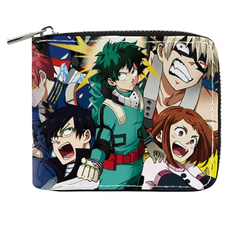 RYNDEX My He-ro Academ-ia Anime Wallets, Geldbörse Leder mit Reißverschluss, Mädchen Geldtasche mit Münzfach und Geldscheinfach(Color:Multicolor 6)