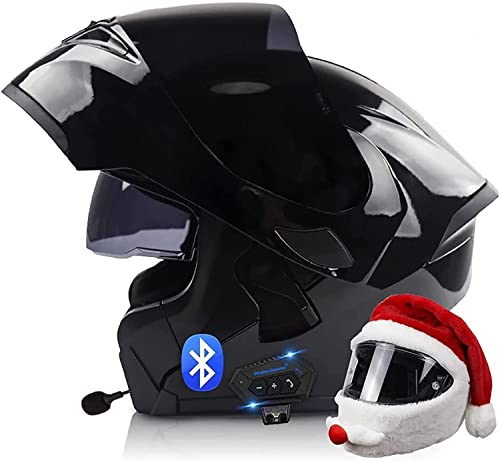 Integrierter Bluetooth-Helm Klapphelme Modularer Helm Integralhelm Motorradhelm,ECE/DOT-zertifizierter Moped-Motorcross-Elektrorollerhelm Mit Doppelvisier,für Damen Herren