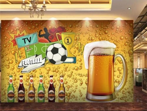 Fußball-Weltmeisterschaft Bier 3D Tapete Poster Restaurant Schlafzimmer Wohnzimmer Sofa TV Dekorative Wand-200cm×140cm