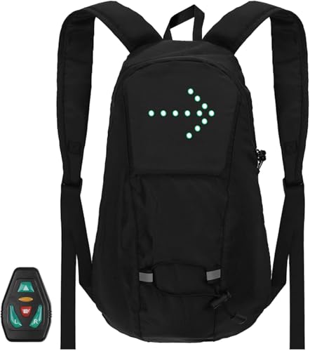 LED-Blinker-Fahrradtasche, LED-Blinker-Fahrradrucksack, 15 l, LED-Rucksack mit Fahrtrichtungsanzeiger, wiederaufladbare USB-Lichttasche, wasserdichter Fahrradrucksack, Fernbedienung, Fahrrad