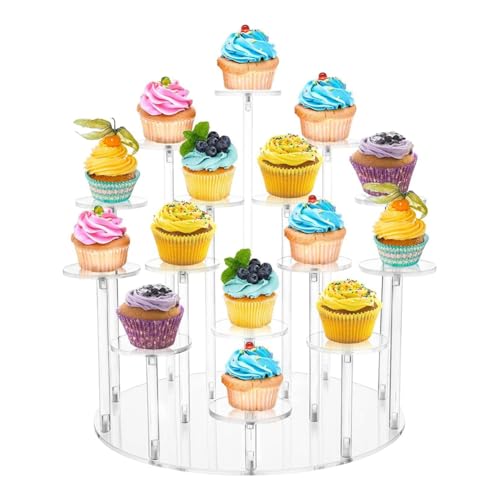 Begchy Cupcake-Ständer Aus Acryl für 16 Cupcakes, Wiederverwendbarer Präsentationsständer für Dessert-Cupcakes für Hochzeiten, Geburtstage, Feiertage, Partys