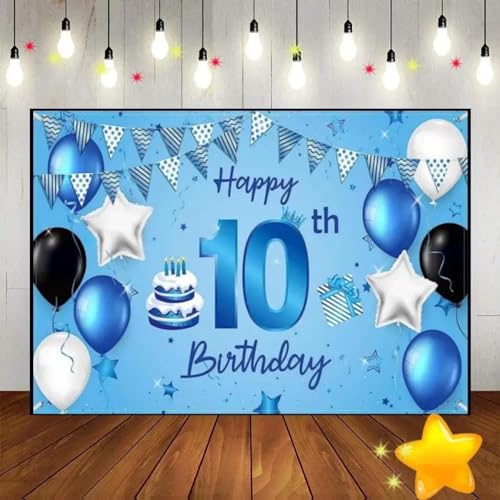 Alles Gute zum 10. Geburtstag Vintage Junge oder Mädchen Dekoration Fotografie Prinz Kuchen Ständer Party Smash Golden Foto Süß Rot 350x230cm