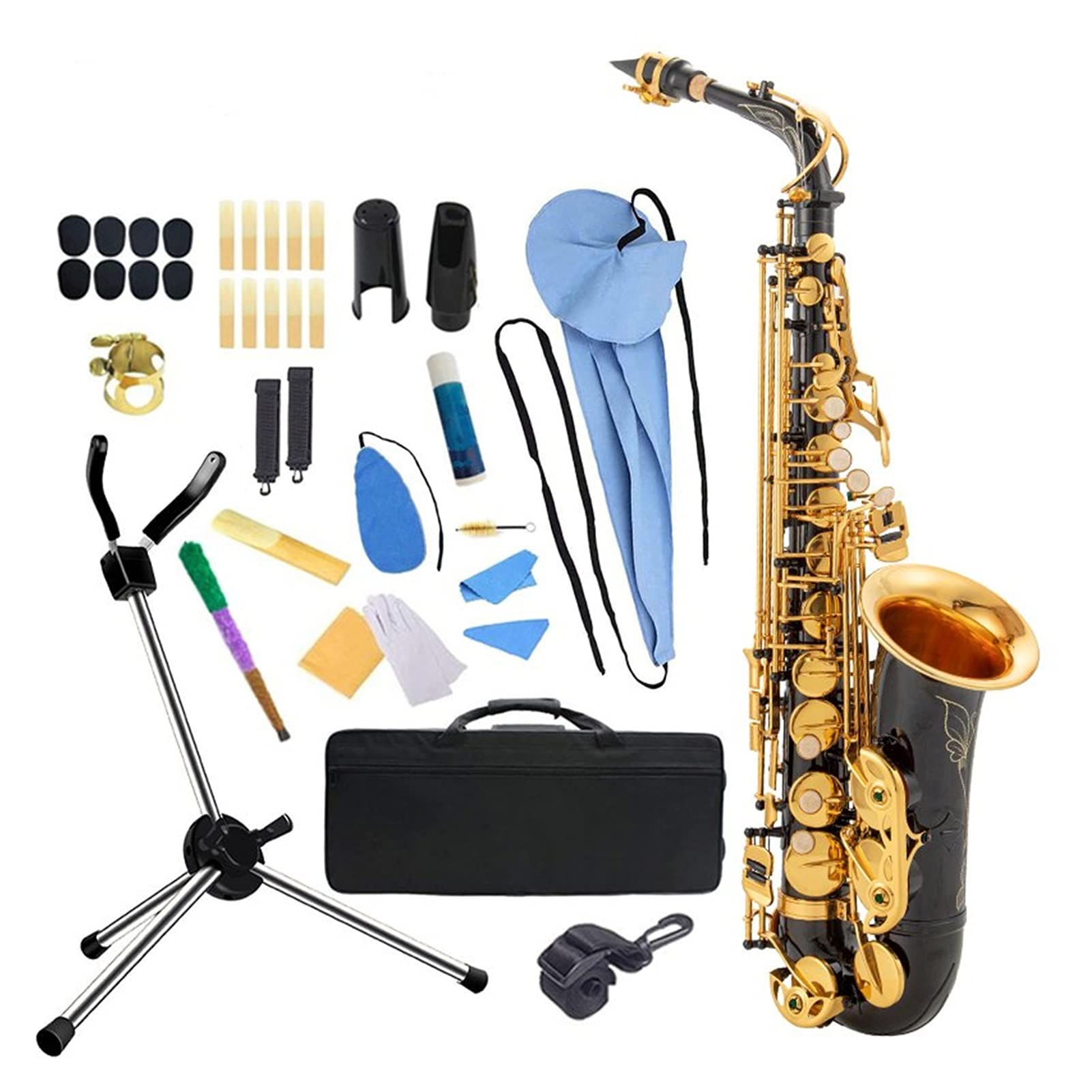 EB Alto Saxophon Messing Black Und Gold Lack Musikinstrument E- Flat Sax Mit Fallzubehör