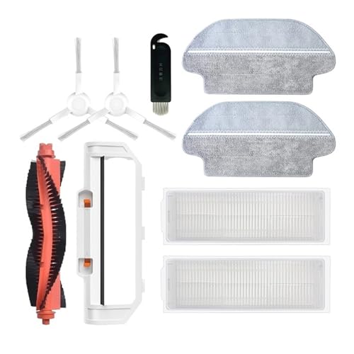 Kompatibel for XiaoMi Roboter-Staubsauger Mop 2S XMSTJQR2S Teile Haupt-/Seitenbürste Hepa-Filter Mopptücher Lappen Ersatzzubehör (Color : 9pcs-01)