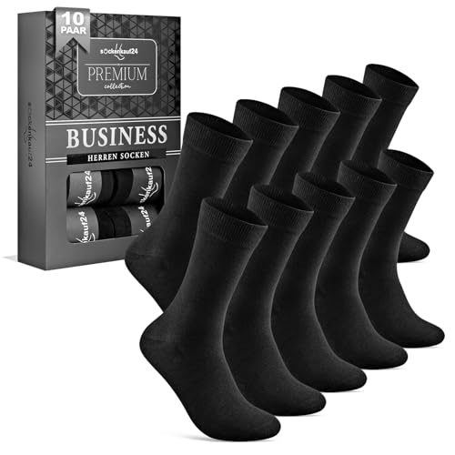 Business Socken Herren Schwarz 10 Paar Herrensocken aus Baumwolle ohne drückende Naht 15800 (Schwarz 39-42)