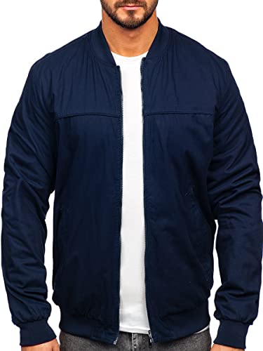 BOLF Herren Übergangsjacke Steppjacke Bomberjacke Reißverschluss Daunen-Optik Stehkragen Freizeitjacke Sportjacke Moderne Outdoor Casual Elegant 84M3005 Dunkelblau M [4D4]