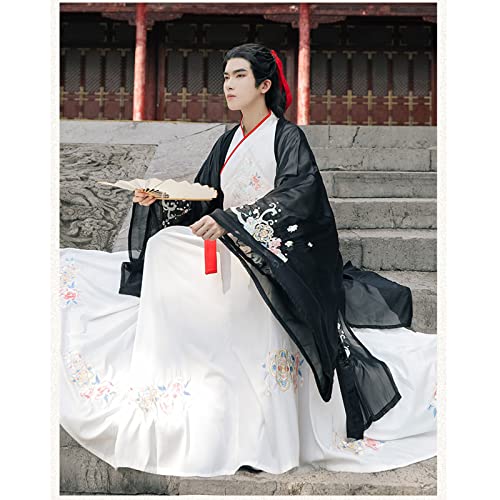 OZMDXKJ Hanfu Ritter-Kostüm, chinesischer Stil, Fee, elegantes Kampfsport-Paar-Kostüm, Größe XL = 170–175 cm, Schwarz