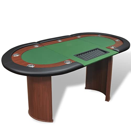 vidaXL 10 Spieler Pokertisch mit Dealerbereich und Chipablage Grün