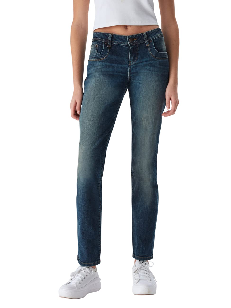 LTB Jeans Damen Valentine Straight Fit Jeanshose Denim Stretch Hose Pants Tiefer Bund Basic Baumwolle Blau w33, Farbe:Blue Lapis Wash (3923), Größe:33W / 34L