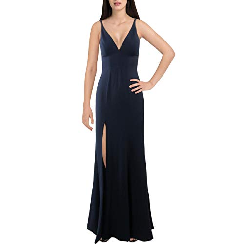 Dress the Population Damen Iris Langes Spaghettiträgern Kleid, Midnight Blue, Mittel