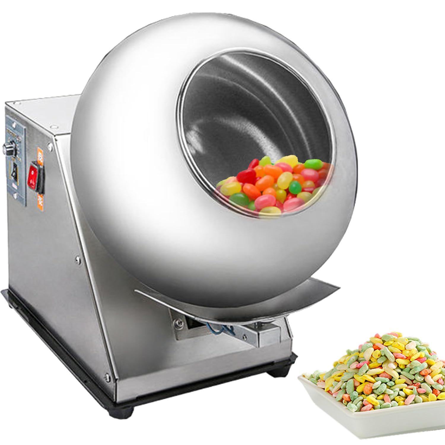 Qiang 280 W Kommerzielle Zuckerüberzugsmaschine Aus Edelstahl Automatische Schokoladenüberzugsmaschine Zuckerkugel-überzugs-Trocknungsmaschine, Rundungs-Farbüberzugsmaschine 2-5 Kg/H