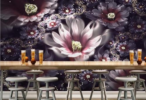 Bunte Blumen 3D Tapete Poster Restaurant Schlafzimmer Wohnzimmer Sofa TV Dekorative Wand-300cm×210cm