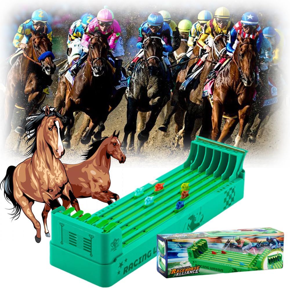 Asslye Horse Racing Game, Pferderennspiel Elektrisch, Pferderennen Tischspiel mit 6 Pferde, Interaktives Tischfußball Tabletop Spiele, Lustige Desktop-Pferderennen Familientreffen Unterhaltung Spiel