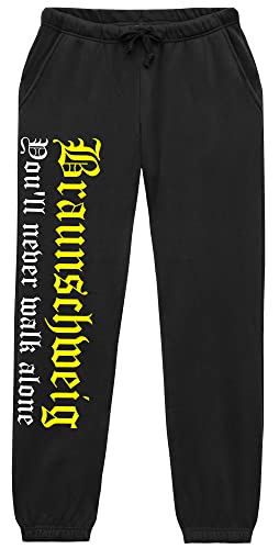 Braunschweig Never Walk Alone Jogginghose | Fussball Ultras Sport Freizeit Hose | (XL)