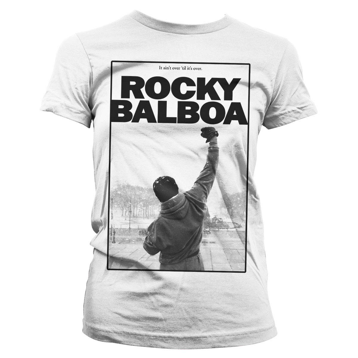 Rocky Offizielles Lizenzprodukt Balboa - It Ain't Over Damen T-Shirt (Weiß), XX-Large