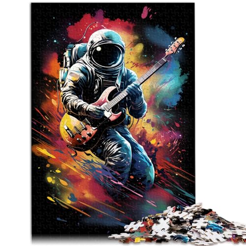 Spielzeug Puzzle Astronaut spielt Gitarre Erwachsene 1000 Teile Puzzle Geschenke Holzpuzzle Jedes Teil ist einzigartig - Herausforderndes lustiges Familienspiel 1000 Teile (50x75cm)