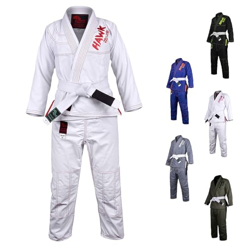 HAWK Jiu Jitsu Kinder Brazilian Jiu Jitsu Gi Kinder BJJ Gi Kimonos Leichte Jungen Weiß K4