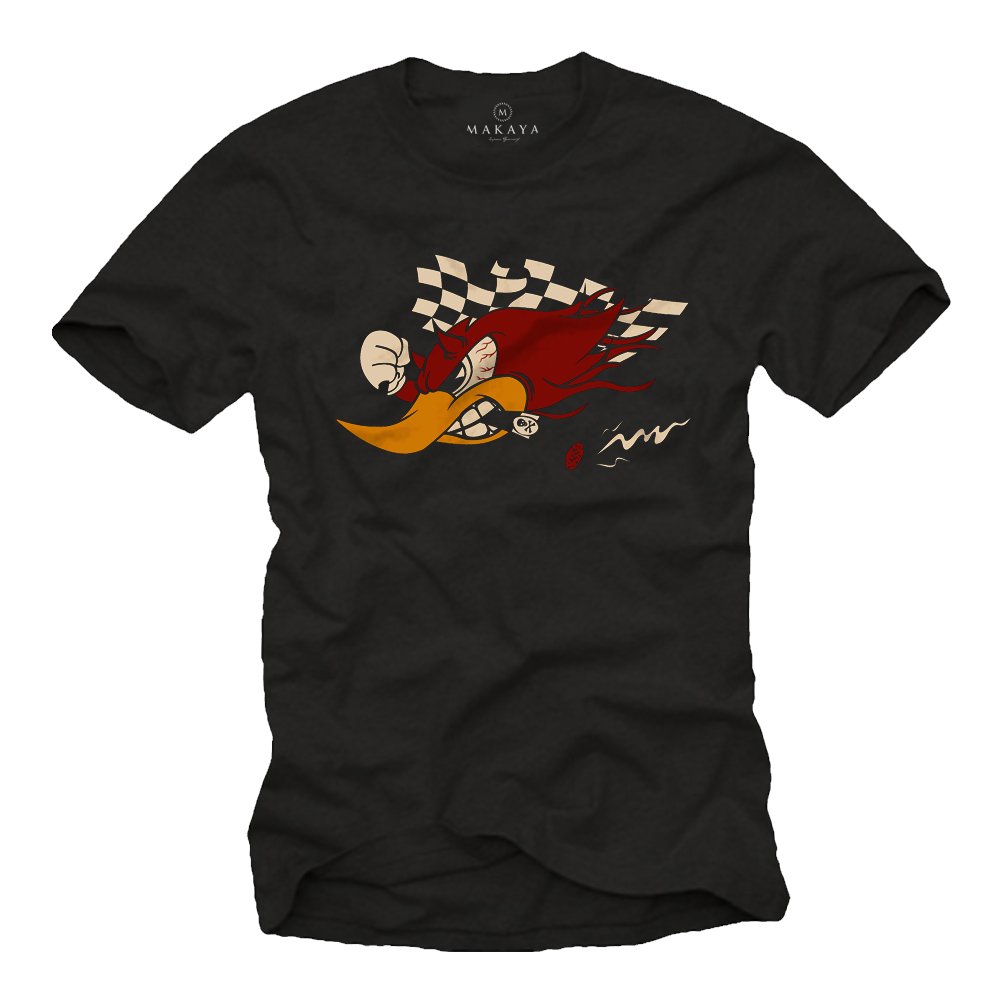 Motorrad und Tuning T-Shirt für Herren - Woody Racing Team - Geschenke Zubehör für Männer schwarz M