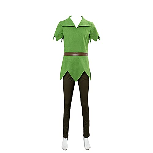 Peter-Kostüm für Erwachsene, Jumpsuit, Pan-Kostüm, Grün, Halloween, Cosplay, Anzug, Little Feixia, komplettes Set, 3XL