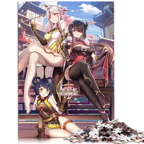 Puzzle-Geschenk Genshin Impact Puzzles für Erwachsene 1000 Puzzle-Spielzeug Holzpuzzles Einzigartige Geburtstags 1000 Teile (50 x 75 cm)