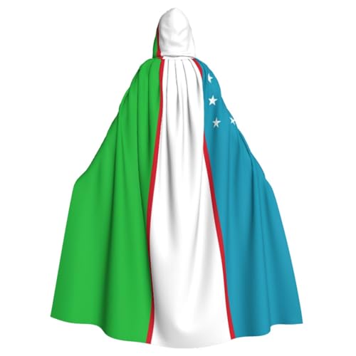 WURTON Flagge der Republik Usbekistan, Druck, Eleganz, Kapuzenumhang für Halloween, Karneval, Mottopartys, Cosplays, Erwachsene, Unisex