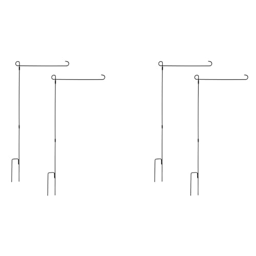 Uhidka 4 Stk. Gartenfahnenstangenhalter StäNder Schwarze Eisenpfahlstangen für Gartengarten im Freien