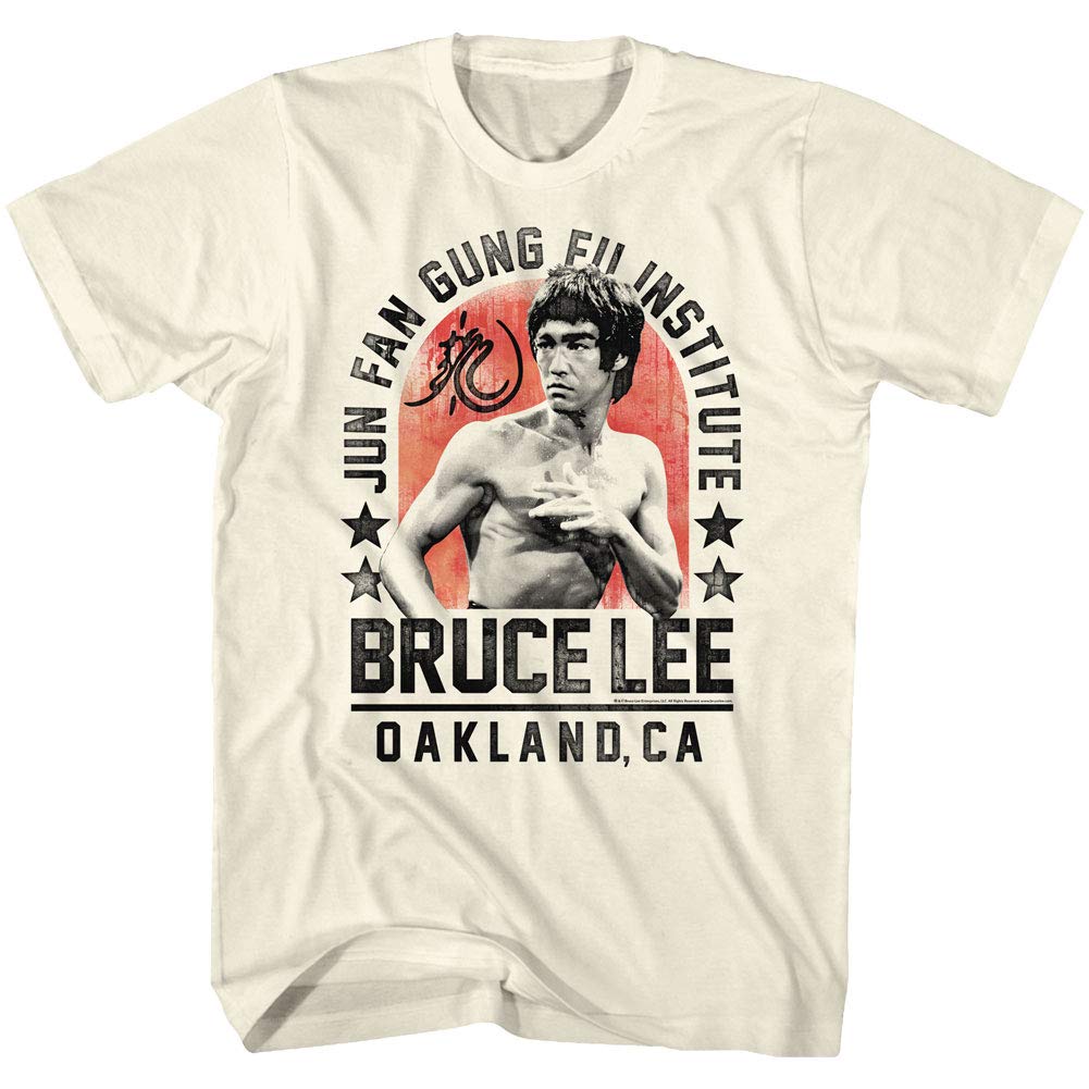 Bruce Lee Chinese Martial Arts Icon Jun Fan Gung Fu Institute T-Shirt für Erwachsene, beige, Klein