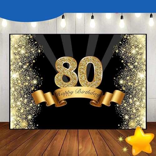 Alles Gute zum 80. Geburtstag Foto Mann Fotografie Hintergründe Party Kuste Hintergrund Blau Gold Dekoration Redan Ballon 350x230cm