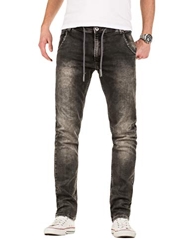 WOTEGA Herren Sweathose in Jeansoptik Slim-Fit Joshua, Grau (Raven Grey 19000), W29/L34