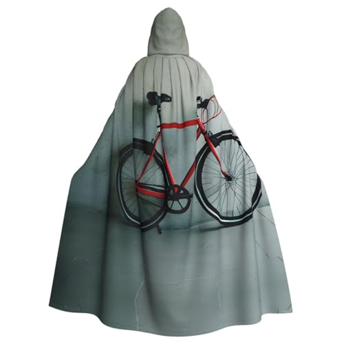 WURTON Retro-Fahrradmuster Druck Halloween Kapuzenumhang Kostüm für Karneval Mottoparty Dekoration Hexe Vampir Kostüm