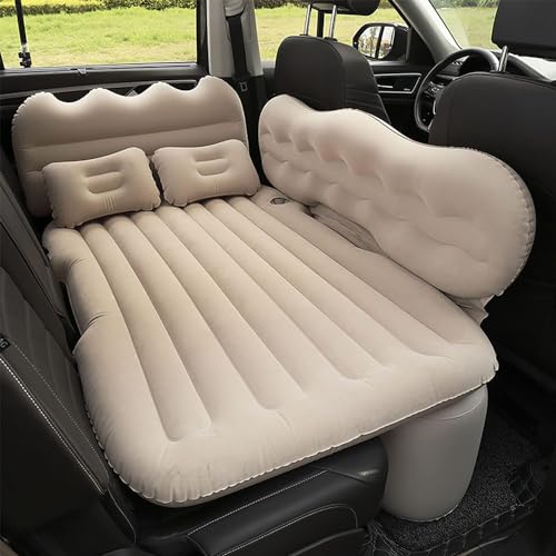 SNMHH Auto Luftmatratze für Mini Vision, Autobett Reisen Camping Aufblasbare Matratze Rückbank Tragbare Kissen Luftpumpe Tragbar Schlafen,Beige-A