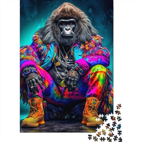 Chimpanzee Dj Puzzle 1000 Teile Puzzle für Erwachsene Teenager Holzpuzzle für Erwachsene Teenager für Erwachsene Puzzlegeschenke (Größe: 75x50cm)