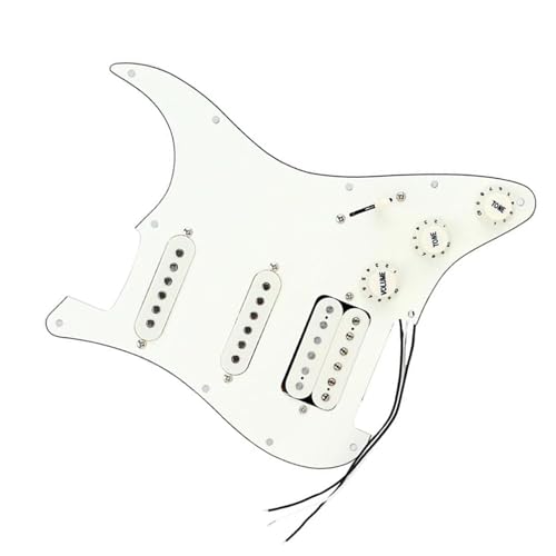 Standard-Pickguard-Tonabnehmer 3-lagiges, gealtertes, weißes SSH-geladenes, vorverdrahtetes Schlagbrett für E-Gitarre, Humbucker-Tonabnehmer-Set