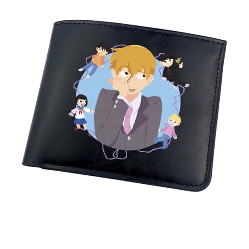 RYNDEX M-ob Psyc-ho 100 Anime-Geldbörsen, Cartoon-Münztasche Kleine Geldbörse, PU-Leder Geldbörse Brieftasche Wallet(Color:Black 7)