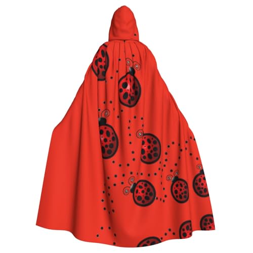 YQxwJL Art Ladybug Tracks Print Hooded Long Length Cape, Unisex Hooded Halloween Christmas Cloak Costumes Party Cape