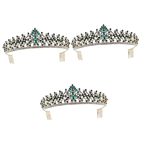 Diademe for Mädchen, 3-teiliges Brautkronen-Set, Juwelenkrone, Damenkrone, Hochzeitshaarschmuck, Damen-Strasskrone, Diamant-Tiara, Geburtstags-Tiara, Mädchen-Accessoires, Strass-Kronen, zarte Braut-Le