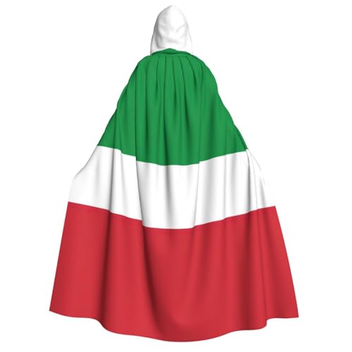 WURTON Umhang mit italienischer Flagge, Unisex, mit Kapuze, für Damen und Herren, Vampir, Halloween, Cosplay, Karneval, Mottoparty