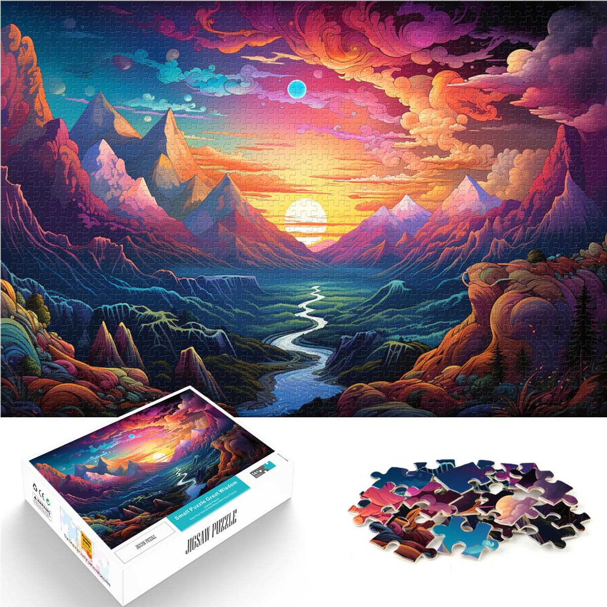 Puzzle | Puzzles, farbenfrohe Landschaftskunst, 1000-teiliges Puzzle aus Holz, anspruchsvolles, unterhaltsames Spiel für die ganze Familie, 1000 Teile (50 x 75 cm)