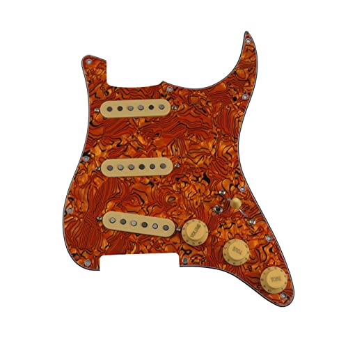 Geladenes Gitarren-Pickguard Geladene Pickguard-Pickups Gitarre-Alnico 5-Pickups SSS. Single Coils Pickups/Gelbe Pickupabdeckungen Set (Color : 16)