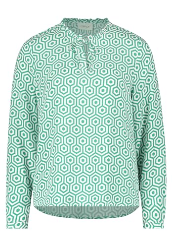 Cartoon Damen Schlupfbluse mit Rüschen Green/White,44