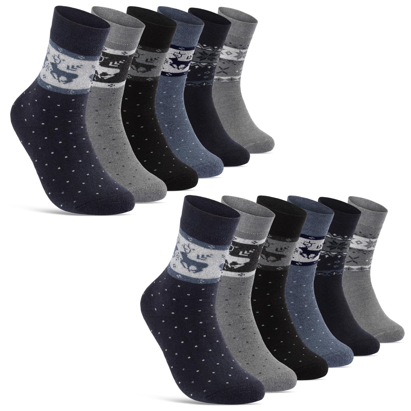 THERMO Socken Damen 39-42 Warme Dicke Wintersocken Damen Baumwolle Frottee 11827 (12 Paar 39-42)